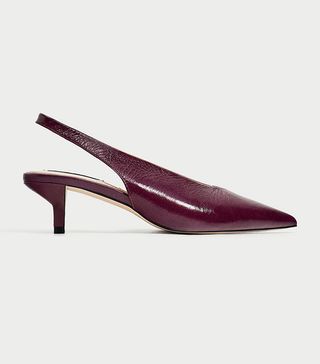 Zara + Slingback Leather High-Heel Court Shoes