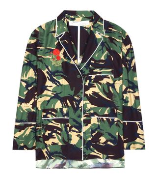 Off-White + Camouflage Printed Silk Blouse