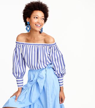 Thomas Mason for J.Crew + Off-the-Shoulder Striped Top