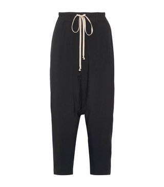 Rick Owens + Cropped Wool And Silk-Blend Track Pants