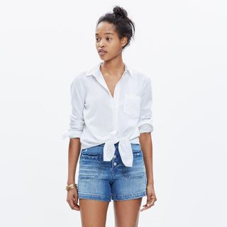 Madewell + White Tie-Front Shirt