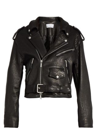 Raey + Shrunken Tumbled-Leather Biker Jacket