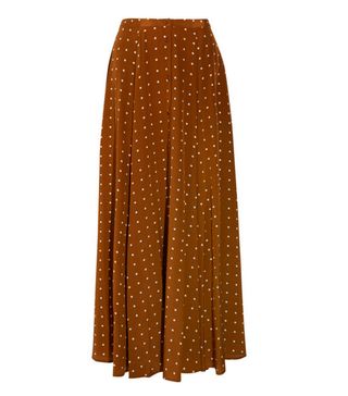 Diane von Furstenberg + Polka-Dot Washed-Silk Maxi Skirt