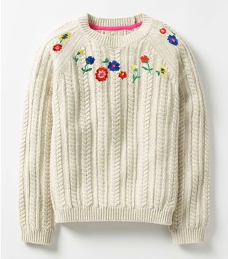Boden + Embroidered Cable Jumper