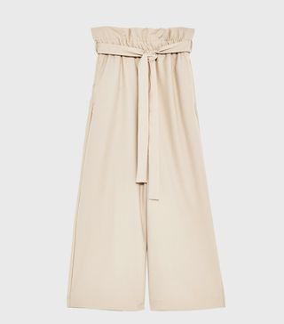 Zara + Trousers With Gathered Waist and Belt