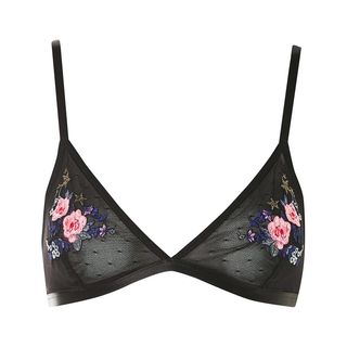 Topshop + Embroidered Mesh Triangle Bra