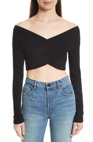 Opening Ceremony + Jersey Off-the-Shoulder Crop Top