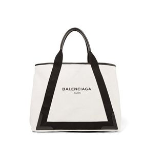 Balenciaga + Cabas Leather-Trimmed Canvas Tote