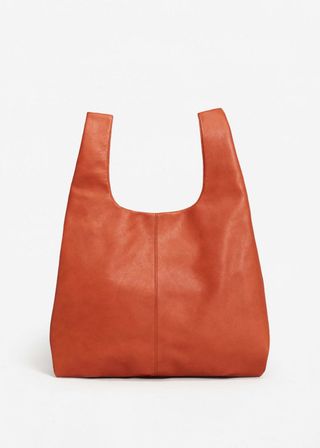 Mango + Leather Shopper Bag