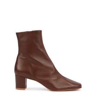By Far + Sofia 65 Brown Leather Ankle Boots