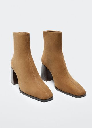 Mango + Heel Suede Ankle Boot