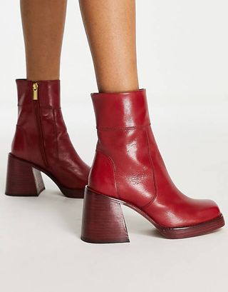 Asos + Region Leather Mid-Heel Boots