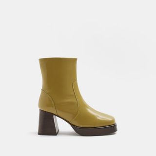 River Island + Khaki Leather Ankle Boots