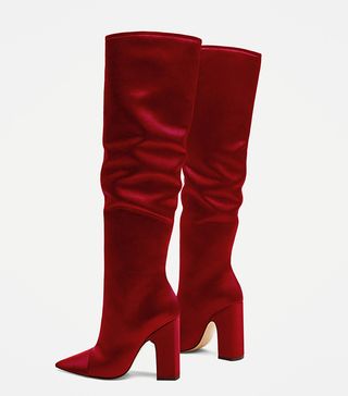 Zara + Sateen High Heel Boots