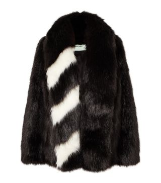 Off-White + Oversized Striped Faux Fur Jacket