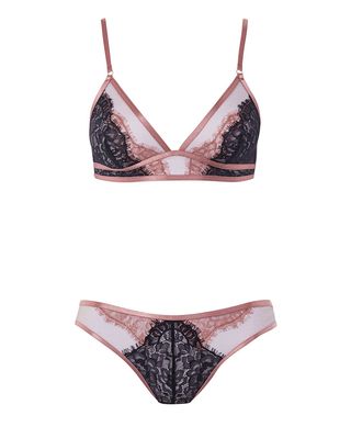 Topshop + Mesh and Lace Bra and Mini Knickers Set