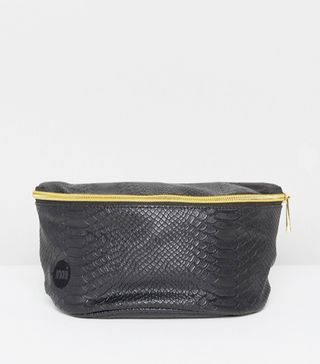 Mi-Pac + Python Leather Look Bum Bag in Black