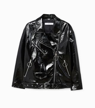 Mango + Vinyl Biker Jacket