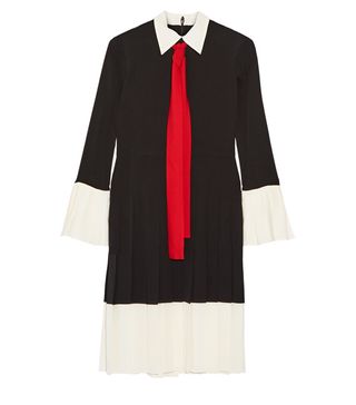 Gucci + Pussy-Bow Pleated Silk Crepe de Chine Dress