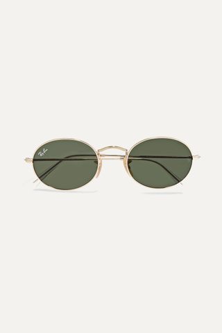 Ray-Ban + Oval-Frame Gold-Tone Sunglasses