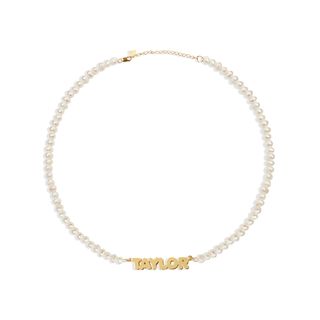 The M Jewelers + The Bubble Letter Pearl Nameplate Necklace