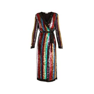 Attico + Grace Sequin-Embellished Wrap Dress