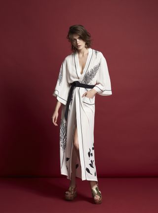 Chelsea De Luca + Fotogenico Long White Silk Robe