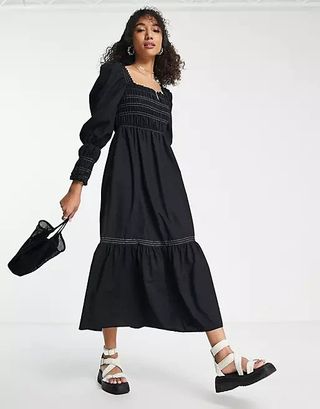 Topshop + Contrast Stitching Casual Midi