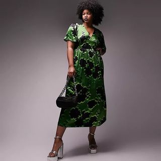 Topshop + Curve Graphic Floral Midi Dress