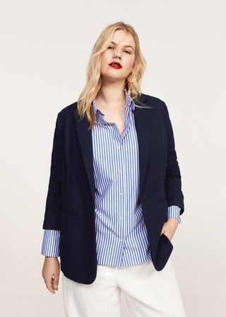 Violeta by Mango + Structured Textured Blazer