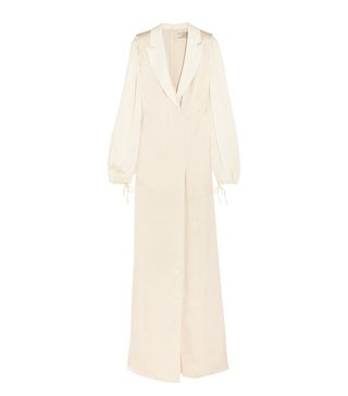 Lavin + Satin-Trimmed Washed-Twill Gown