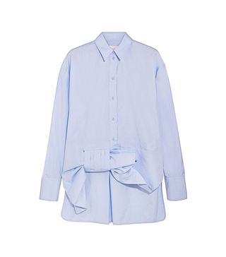 Victoria by Victoria Beckham + Asymmetric Bow-Detailed Cotton Shirt