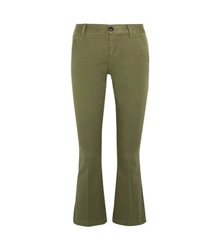 Frame + Crop Cotton-Blend Flared Pants