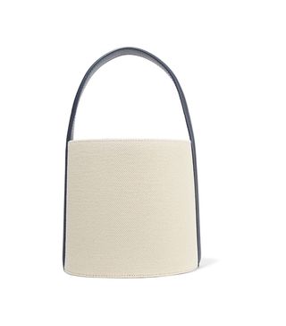Solid & Striped x Staud + Leather-Trimmed Cotton-Canvas Bucket Bag