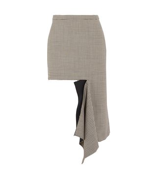 Balenciaga + Asymmetric Checked Wool-Blend Mini Skirt