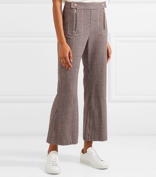 See by Chloé + Houndstooth Wool-Blend Cropped Flared Pants