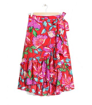 & Other Stories + Floral Ruffle Midi Skirt