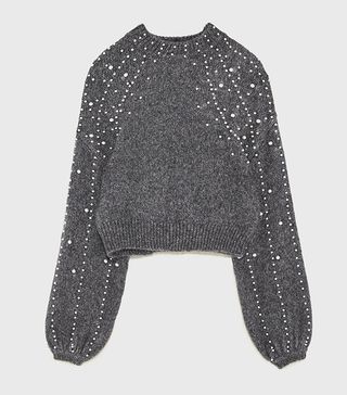 Zara + Sweater With Faux Pearls