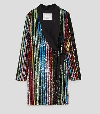 Zara + Multicoloured Sequin Wrap Dress