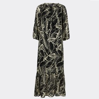 Marks and Spencer + Palm Print 3/4 Sleeve Tunic Maxi Dress