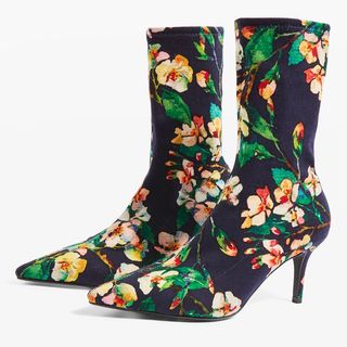 Topshop + Mojito Floral Sock Boots
