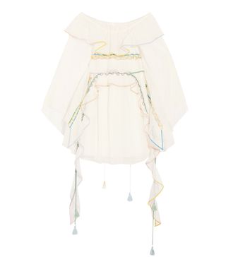 Chloé + Off-the-Shoulder Ruffled Linen-Blend Tulle Dress
