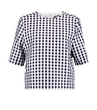 MSGM + Gingham Cotton-Blend Twill Top