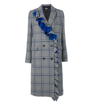 MSGM + Frilled Checked Double-Breasted Coat