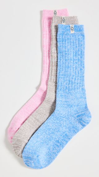 Ugg + Rib Knit Slouchy Crew Socks 3 Pack