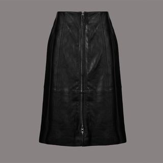 Autograph + Leather A-Line Midi Skirt