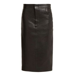 Raey + Tumbled-Leather Midi Pencil Skirt
