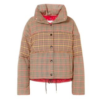 Moncler + Panelled Checked Quilted Wool-Blend Down Jacket