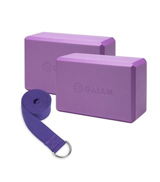 Gaiam Essentials + Yoga Block 2 Pack & Yoga Strap Set