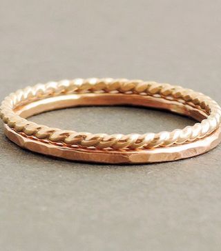 Bluebirdss + Rose-Gold Ring and Gold Twist Ring